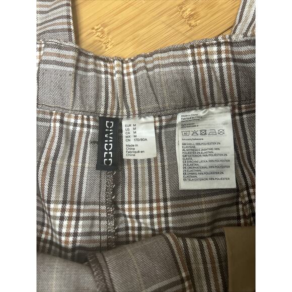 H&M Divided Grey Plaid Stretch Dress Pants Scandinavian Chic Capsule Sz Med - Picture 2 of 6